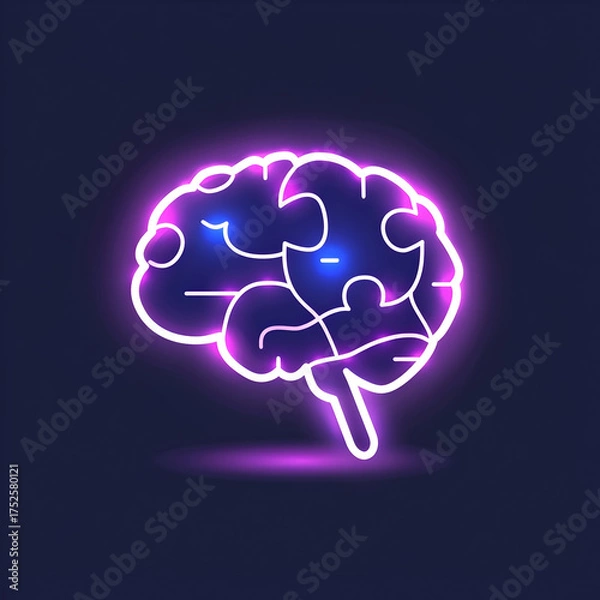 Fototapeta Unlock your potential with this mesmerizing neon brain showcasing mental clarity and intelligence, perfect for science, technology, and educational concepts