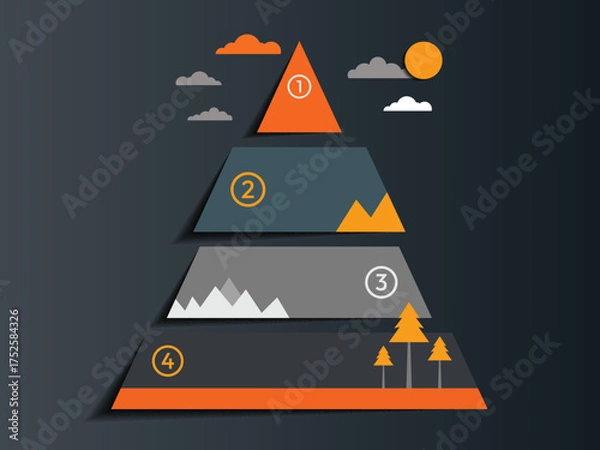 Fototapeta Infographic template for business. Mountain 4 steps to success