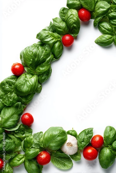 Fototapeta Creative arrangement of vegetables in a letter shape for a culinary display