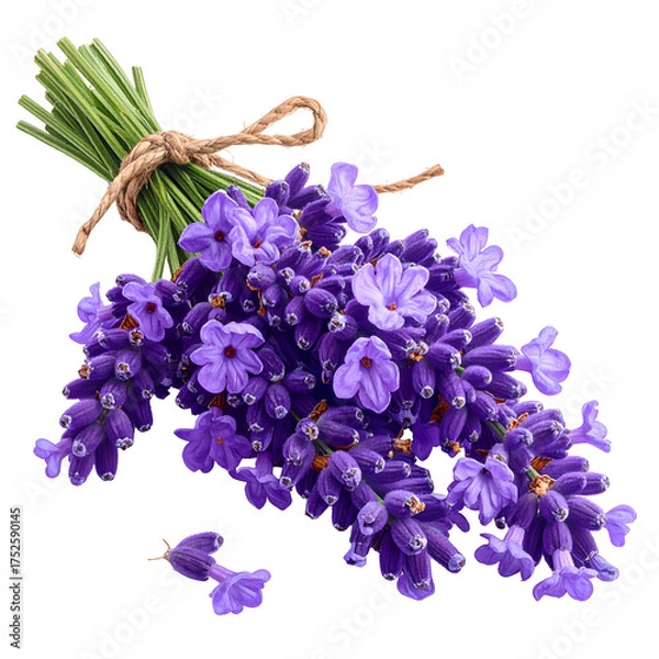 Obraz Fresh purple lavender stems are tied with twine for decoration.