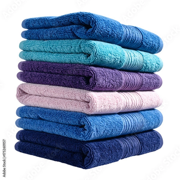 Fototapeta Stacked bath towels show variety of colors and textures.