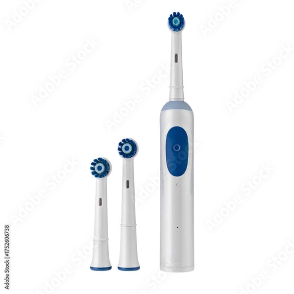 Fototapeta Electric toothbrush and replacement heads displayed on a black background.