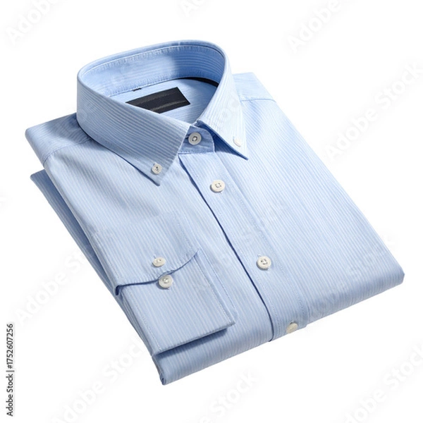 Fototapeta Crisp light blue dress shirt with textured fabric and button-down collar.