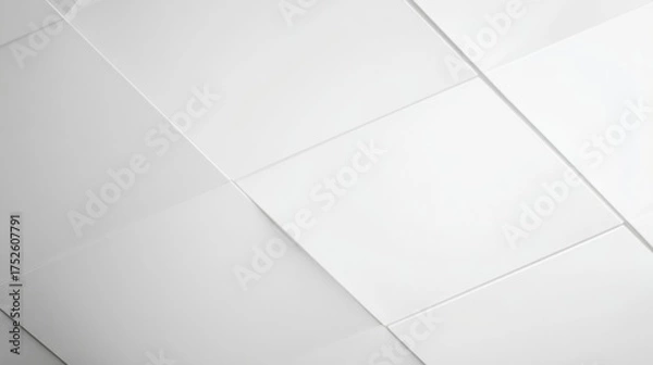 Obraz A clean white tiled ceiling arranged in a precise grid pattern with visible seams,