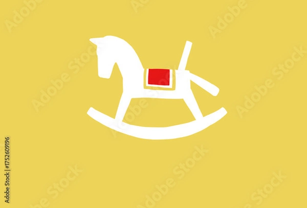 Fototapeta シンプルな白い木馬のシルエット　余白あり