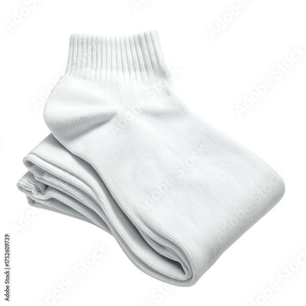 Fototapeta Clean white socks folded neatly on a dark background.