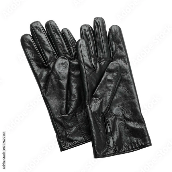 Obraz Black leather gloves displayed against a dark background.