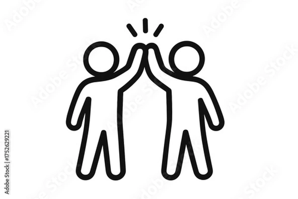 Fototapeta Two people giving high five icon, teamwork, celebration, success, friendship, collaboration, unity, positive gesture, achievement, support, partnership vector illustration