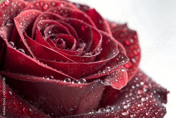 Fototapeta Close-up of Red Rose with Water Droplets on Petals.
