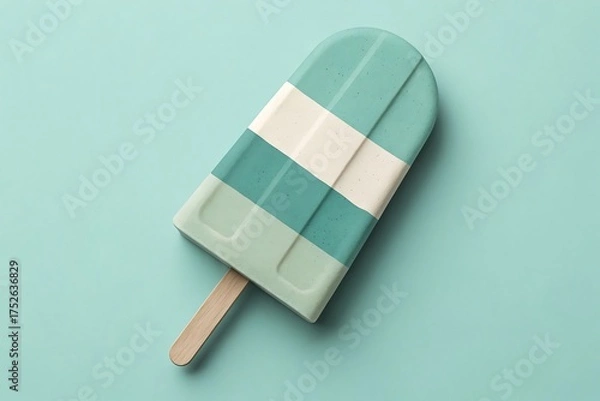 Obraz Minimalist Ice Cream Pop with Pastel Colors for a Refreshing Summer Treat on Teal Background