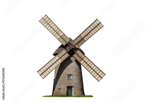 Fototapeta Historic Windmill on White on transparent background