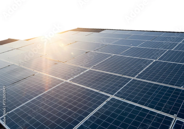 Obraz Solar Panels Glistening with Rain on transparent background