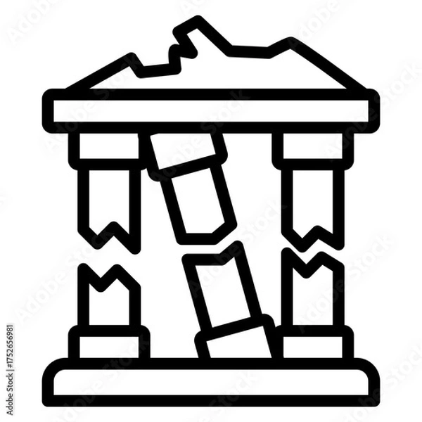 Fototapeta Ruined Temple Vector Line Icon Design