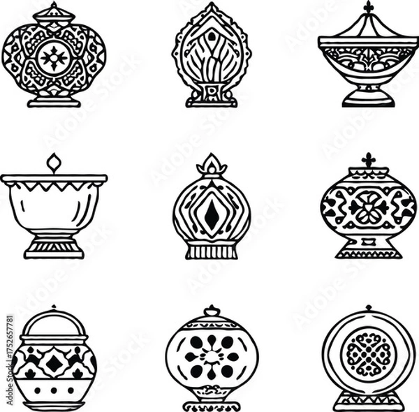 Obraz Clean black and white vector illustration of icons like.eps