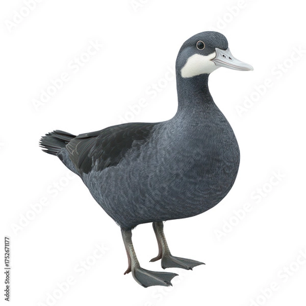 Fototapeta American Coot Bird full body view isolated on white or transparent background 
