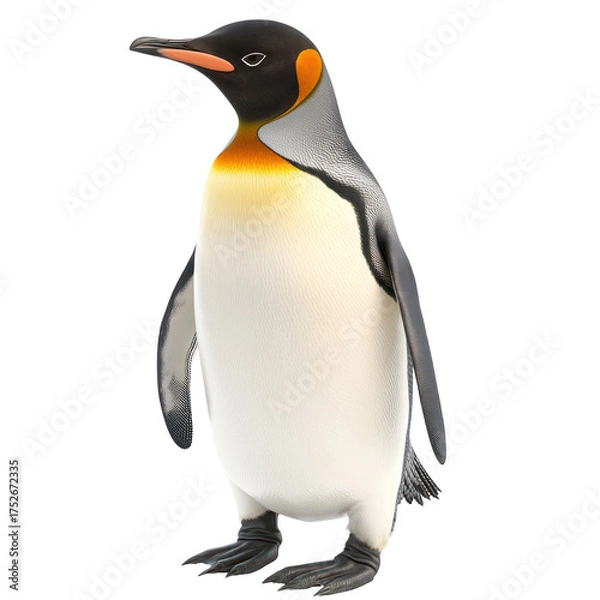 Fototapeta Emperor Penguin Bird full body view isolated on white or transparent background