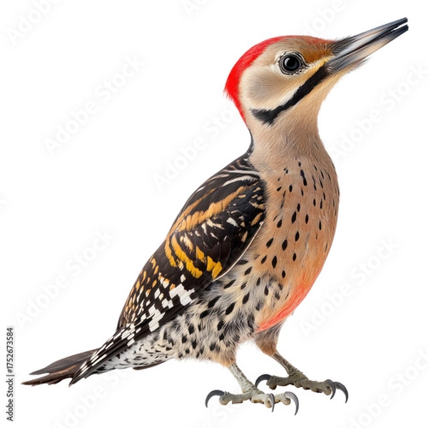 Fototapeta Northern Flicker Bird full body view isolated on white or transparent background 