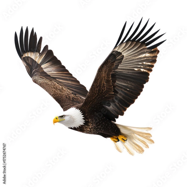 Fototapeta Eagle Bird Flying full body view isolated on white or transparent background