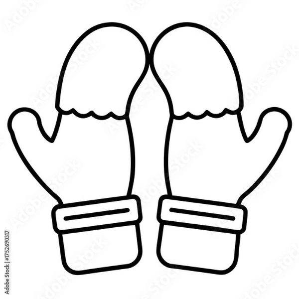 Obraz Minimal line art of santa claus gloves on a white background
