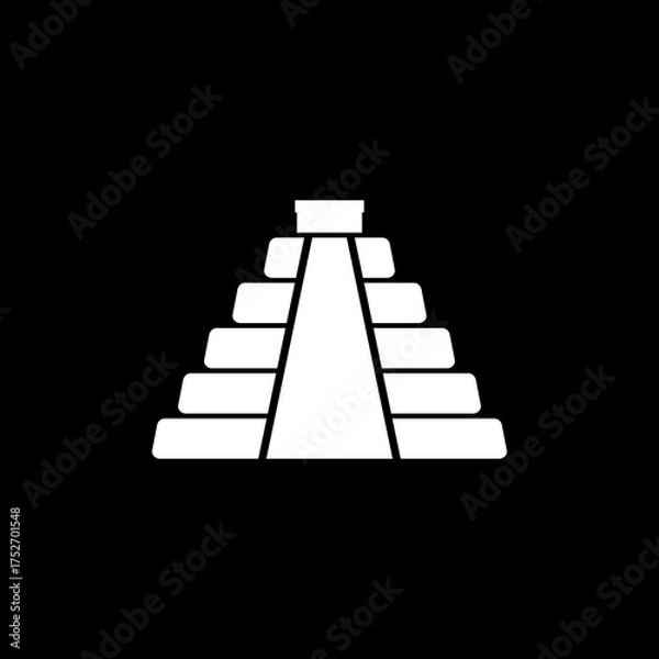 Fototapeta Aztec pyramid icon isolated on black background