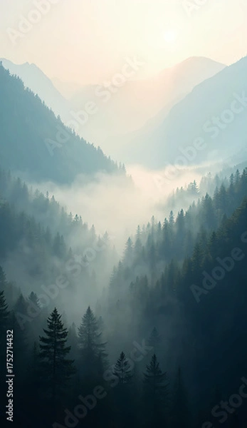 Obraz Fog Rolling Over Pine Mountains