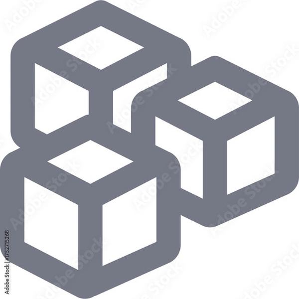 Fototapeta Three Dimensional Geometric Cube Shapes Arranged in Cluster on Transparent Background