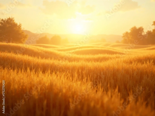 Fototapeta Wind Moving Through Wheat Field