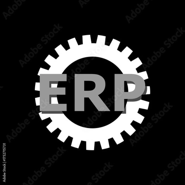 Fototapeta Enterprise resource planning concept ERP icon isolated on black background