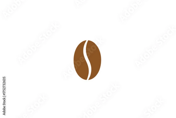 Fototapeta Coffee bean vector icon. Roasted coffee seed logo. Graphic symbol for coffee shop, cafe menu or espresso bar. Simple brown caffeine grain illustration. Isolated design element.