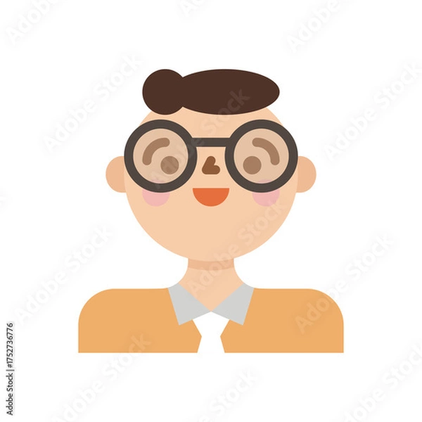 Fototapeta Pixel Art Portrait of a Cheerful Young Man Wearing Round Glasses and a Collared Shirt with a Sweater