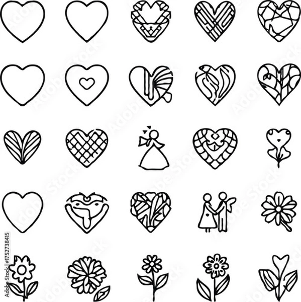 Obraz Clean black and white vector illustration of icons like.eps