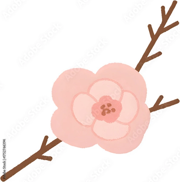 Obraz 겨울동백꽃_연분홍색_감성일러스트