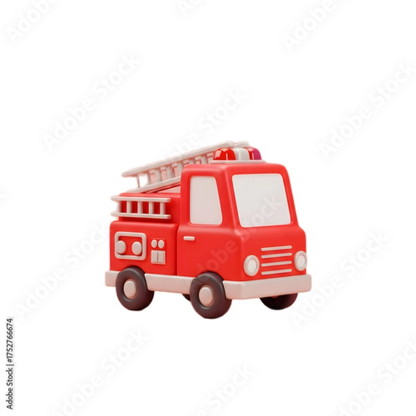 Obraz 3D Render Fire Truck Transparent