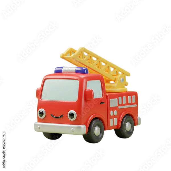 Obraz 3D Render Fire Truck Transparent