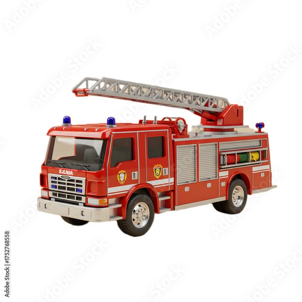 Obraz 3D Render Fire Truck Transparent