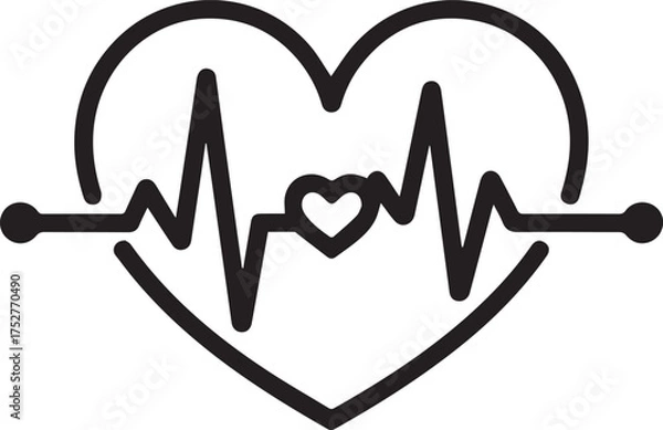 Fototapeta Heartbeat cardiogram symbol integrated with heart shape outline representing health cardiology medical science life vector