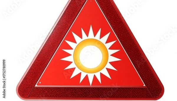 Obraz A road hazard sign depicting a stylized sun inside a red triangle