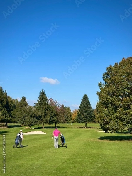 Obraz family walking on the golf course