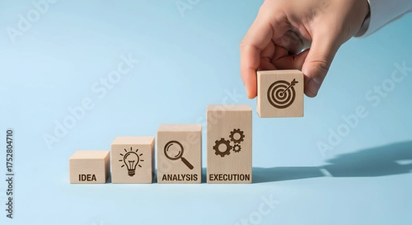 Fototapeta Achieve business goals step by step from idea to execution