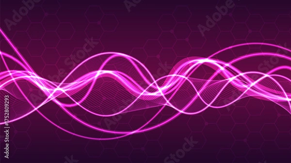 Obraz Futuristic Purple Vertical DNA Molecule Geometric Network Minimal Background.