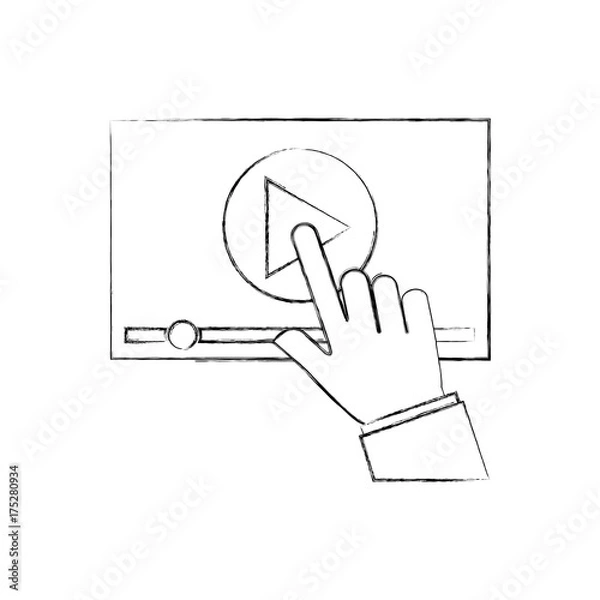 Fototapeta hand touch screen video player button technology