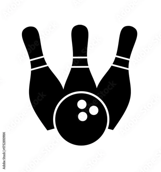 Fototapeta vector Bowling Ball and Pins on white background. bowling icon