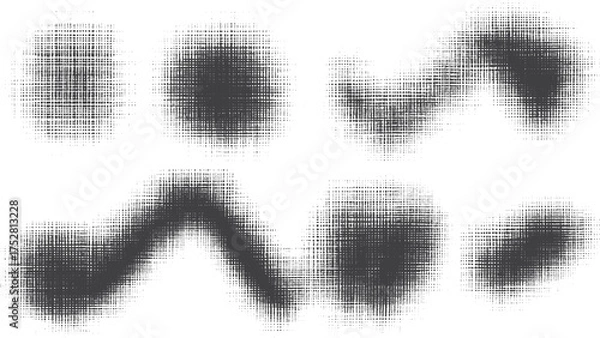 Fototapeta Modern black halftone zigzag wave pattern with dotted texture on clean white background design 