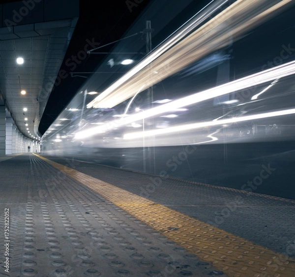 Fototapeta train lights at night 