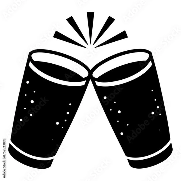 Fototapeta Clinking Glasses Vector | Generative AI Linocut Silhouette Design