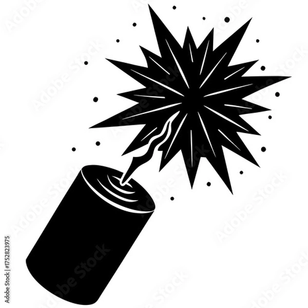 Fototapeta Firecracker Pop Vector – Generative AI Linocut Silhouette Design