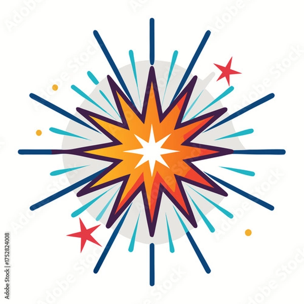 Fototapeta Fireworks Burst Icon | Generative AI Vector & Linocut Silhouette Design