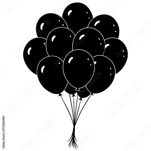 Fototapeta Balloon Bundle Vector | Generative AI & Linocut Silhouette Design