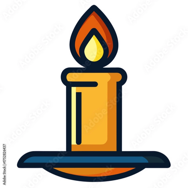 Fototapeta "Candle Light Icon Vector – Generative AI Linocut Silhouette Design"