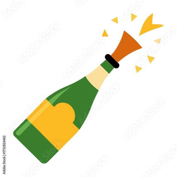 Fototapeta "Champagne Bottle Pop Vector – Generative AI Linocut Silhouette Design